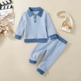 thumbnail image 2 of mgoYE 9 Month Baby Boy Clothes Toddler Fall Winter Outfit Sweater Toddler Boy Striped Clothes 6 12 18 Months 2 3T 4T Pant Set(Blue,2-3 Years), 2 of 4