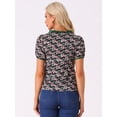 thumbnail image 3 of Blusa Campesina Allegra K Cuello Cuadrado Encaje Floral Vintage Mujer Negro Talla S, 3 of 5