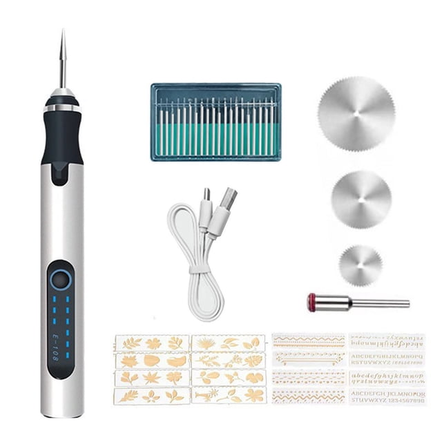 Kit de herramientas de pulido con bolígrafo de grabado eléctrico, inalámbrico y recargable, para manicura y pedicura de plata.