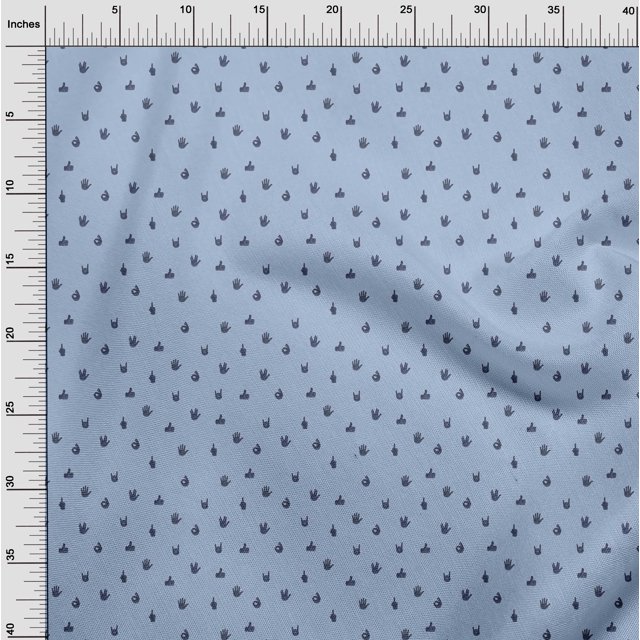 oneOone Cotton Silk Fabric Finger Sign Symbol Printed Craft Fabric BTY 42 Inch Wide
