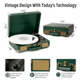 thumbnail image 4 of Record Player with Bluetooth, TANLANIN Vintage Turntable 3-Speed Suitcase Style with Built-in Speakers, USB Recording, Great Gift for Him/Her, Green, 4 of 12