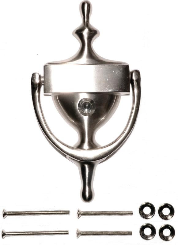 Door Knocker with Viewer, Satin Nickel,63/4"