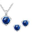 thumbnail image 5 of Yesbay Women Rhinestone Heart Pendant Necklace Chain Stud Earrings Party Jewelry Set,White, 5 of 7