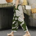 thumbnail image 2 of Jxximdong Cargo Pants for Women, Elasticated Belt High Waist Pocket Autumn Linen Print Casual Pants, Yellow Womens Casual Trousers, 2 of 5
