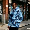 thumbnail image 4 of FENGYOU Mens Fleece Lined Pullover Hoodie Long Sleeve Hooded Sweatshirt Relaxed Fit Camo Print Casual Streetwear Top Light Blue 2XL, 4 of 7