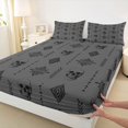 thumbnail image 3 of Feelyou Retro Damask Aztec Child Full Size Sheets, Gothic Skeleton Bed Sheets, 4pcs, 3 of 7