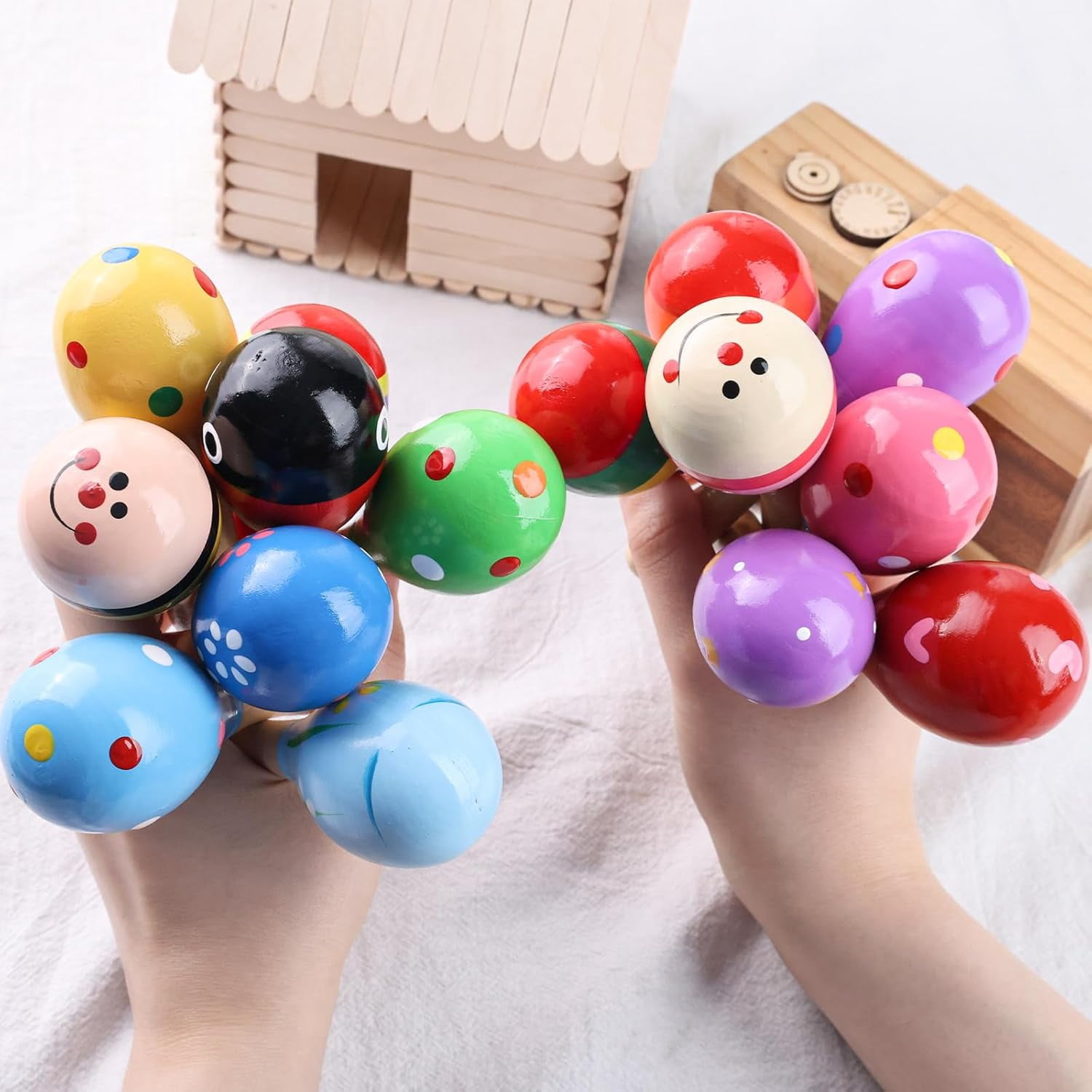 10PCS Mini Wooden Maracas, Maracas for Toddler Musical Instruments Shakers Baby Toys Infant Learning
