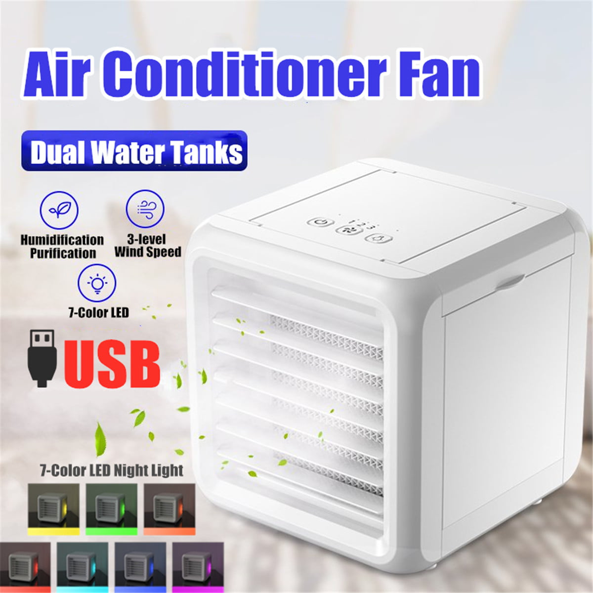 6.5&amp;#39;&amp;#39; Mini USB Air Conditioner Water Cooling Fan Portable LED Cooler Humidifier Office Air Cooler Fan
