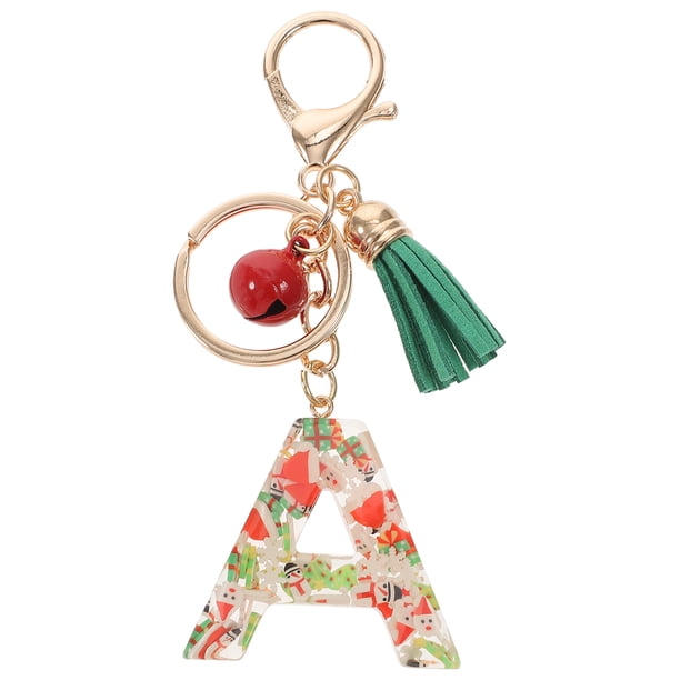 KAKOWELY Llavero navideño de resina con letras multicolores, dije para bolso, llavero, dije para mochila