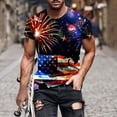 thumbnail image 2 of Camisas de Manga Larga para Hombres, Cómoda Impresión de Manga Corta Blusa de Cuello Redondo Hecha de Poliéster Ligero para el Verano, Camisas de Verano para Hombre, 2 of 7