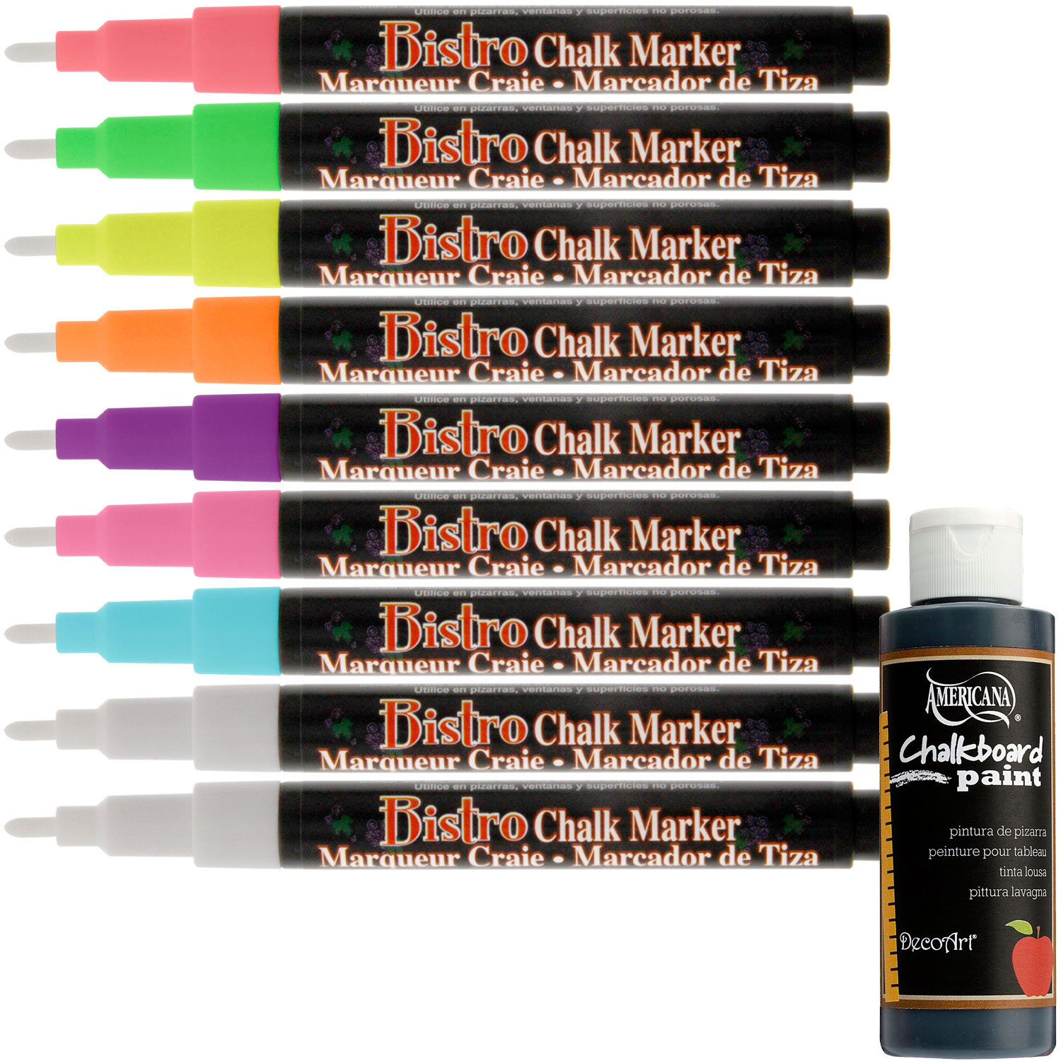 Uchida BISTRO CHALK MARKERS Fine Point 9 Fluorescent Color Set 3mm Chalkboard - Walmart.com ...