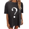 thumbnail image 1 of Camiseta de manga corta con estampado de calavera y interrogación de Halloween para mujer Pompotops hfajkhk142277, 1 of 6