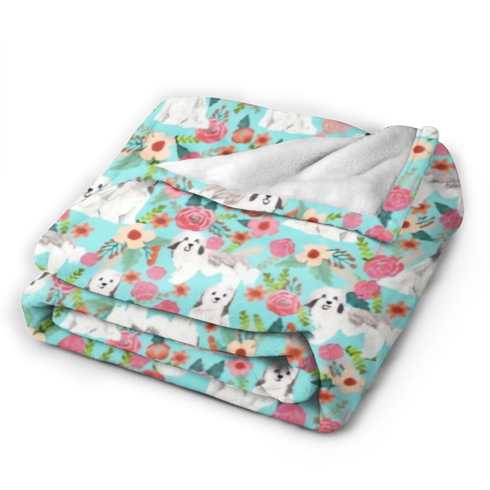 Wijzvio Havanese Dogs Flower Floral Throw Blanket Soft Fuzzy Fleece Blanket For Couch Bed Living Room Decoration 50"X40"