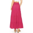 thumbnail image 3 of Love Tree Women's Juniors Smocked Waist Shirred Boho Maxi Skirt (Fuchsia, Large), 3 of 3
