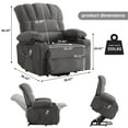 thumbnail image 5 of HSUNNS Recliners Lift Chair for Elderly, Living Room Cotton Recliner Chair with Massage and Heat, Single Sofa with USB Port, Cup Holder, Side and Front Pocket, Grey, 5 of 11