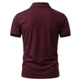 thumbnail image 4 of Homeyce Short Sleeve Polo Shirts for Men Contrast Collared Button Polo Shirts Fashionable Business Athletic Casual Polo Sweater Solid Color Short Sleeve Golf Shirt,Red M, 4 of 5