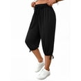 thumbnail image 3 of WellSize Plus Size Capris Pants for Women Lightweight Casual Joggers with Pockets Loose Fit High Waisted Pants, 3 of 8