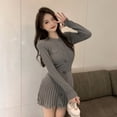 thumbnail image 2 of Vestido corto de punto de una pieza para mujer, minivestido de moda coreana para otoño e invierno, Sexy, ajustado, blanco, 2024, 2 of 6