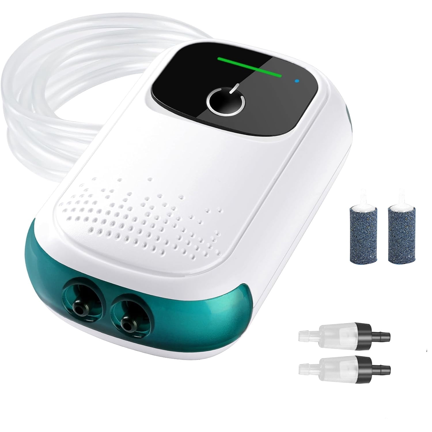 Leyeet Battery Aquarium Air Pump, USB Rechargeable Fish Aerator Pump with Accessories for 5-120 Gallons, Portable Aquarium Bubbler Pump for Fish Tank, Outdoor-Fishing, Power Outages and Emergency