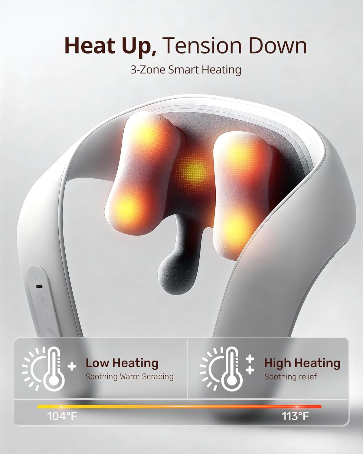 ibreo Cordless Shiatsu Neck and Back, Shoulder Massager with Heat, Massage Head Adjustable and 4 Massage Modes, 6D Kneading Deep Tissue for Pain Relief, Black