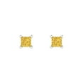 thumbnail image 3 of 0.5 Ct Princess Cut Studs Yellow Natural Citrine 18K White Solid Solid Gold Everyday Dainty Earrings Push Back, 3 of 7