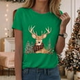 thumbnail image 2 of larppty Women Short Sleeve Christmas Reindeer Graphic Crew Neck T-Shirt (Green, 3XL), 2 of 6