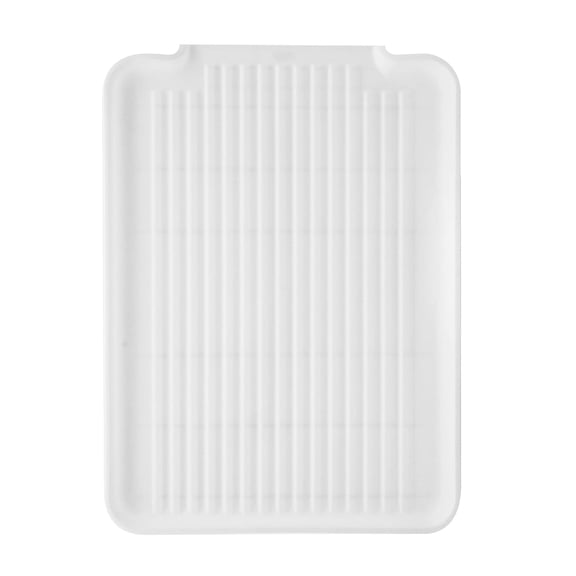 Dish Drain Board and Drying Rack Tray for Kitchen Counter, Plastic Drainboard with Raised Ridges, 12.75 x 17.25 inches - White