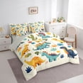 thumbnail image 3 of Castle Fairy Cartoon Dino Bedding Comforter Set 7-Piece for Preppy Child,Cute Jungle Wildlife King Bedding Sets,Kawaii Jungle Animal Dinosaurs Ultra Soft Bed Sheets,Microfiber Bedroom Decor, 3 of 8