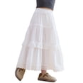 thumbnail image 4 of ITSAME Long Skirt for Girls, High Waist Comfortable Fit Tiered Ruffled Lightweight Trendy Leisure Skirt White 12-13T, 4 of 9