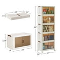thumbnail image 6 of VECELO Stackable Storage Bins with Lids, 5-Tier Plastic Foldable Storage Boxes with Doors and Wheels, Collapsible Storage Containers, White, 6 of 7