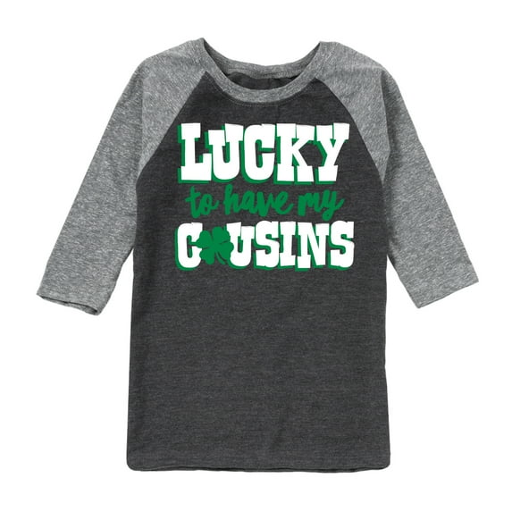 Instant Message - St. Patrick's Day - Lucky to Have My Cousins - Toddler And Youth Raglan Graphic T-Shirt
