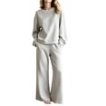thumbnail image 3 of HAJWOH Womens Elegant Lounge Sets Sweatsuit Sets 2 Piece Outfits with Sweater Tops and Wide Leg Sweatpants, 3 of 6