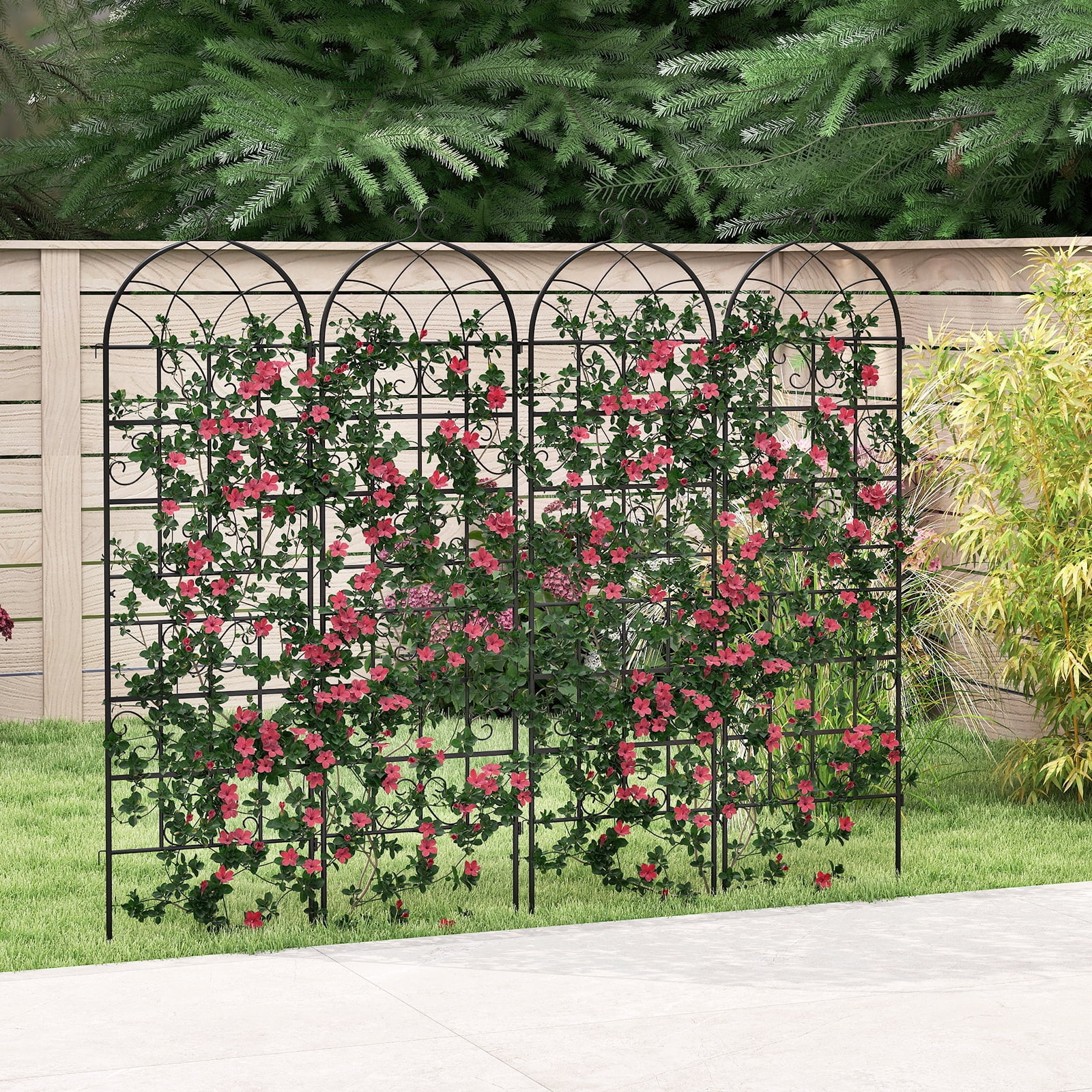 Patiojoy Metal Garden Trellis for Climbing Plants 2 Pack Fence Trellis Panels 71�� Tall Retro Style Cucumber Trellis