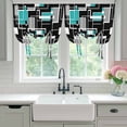 thumbnail image 4 of Teal Blue Black Geometric Balloon Curtains for Bedroom/Front Door/Bathroom, Modern Abstract Art Block Tie Up Curtains 63 Inch Length Light Filtering Kitchen Curtains Shades for Windows 46"x63", 4 of 8