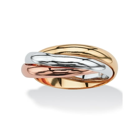 - Interlocking Rings in Tri-tone Rose Gold-Plated, 18k Gold-Plated and Silvertone