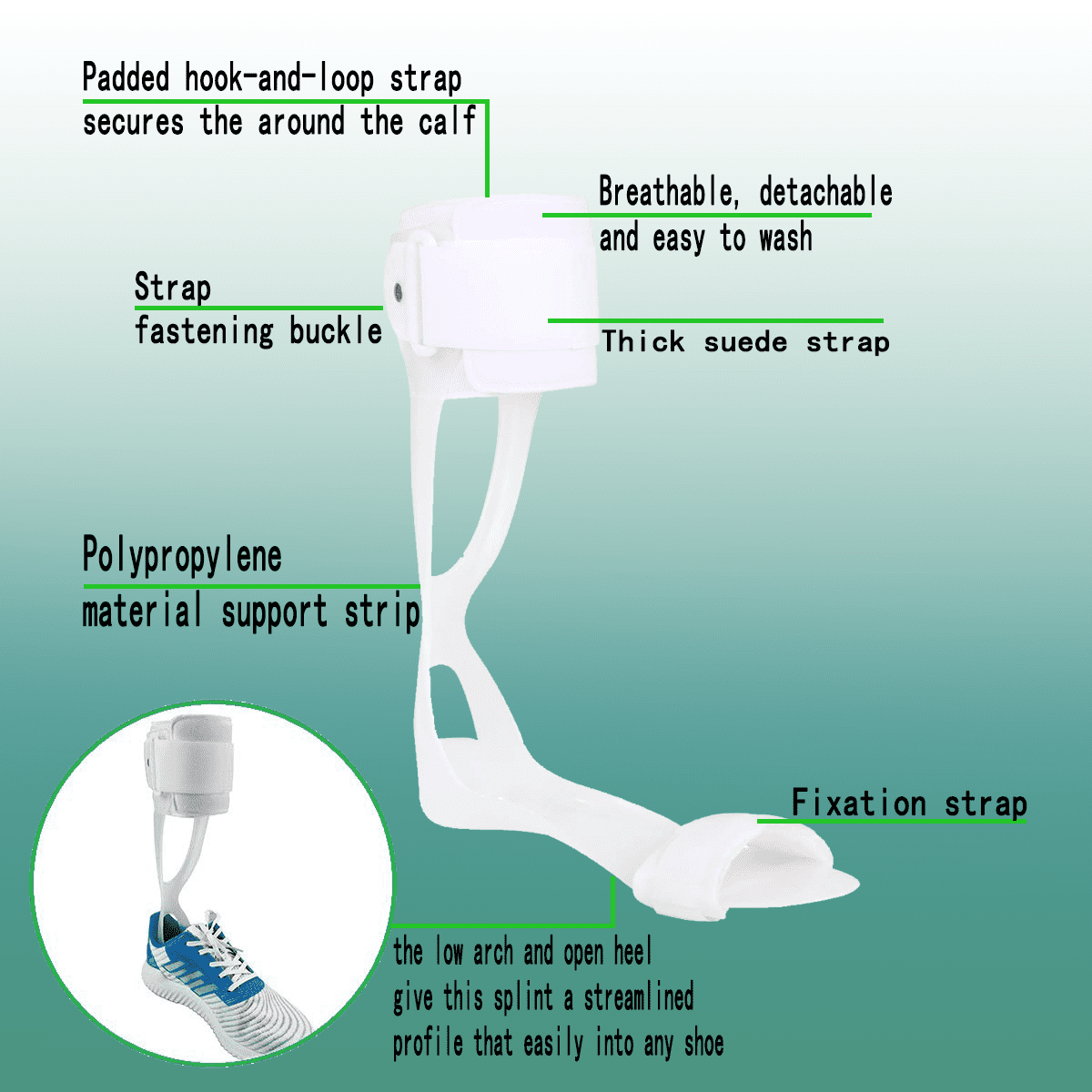 Komzer AFO Drop Foot Brace Medical Ankle Foot Orthosis Support Foot Drop Postural Correction Brace (X-Large, Left)