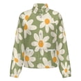 thumbnail image 5 of Jackets for Women Winter Coat Jackets Flannel Stand Collar Jacket(Green Background Daisy Flower Pattern,Size:S-4XL), 5 of 7