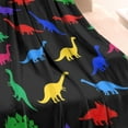 thumbnail image 3 of Black Cartoon Dinosaurs Colorful Silhouettes Pattern Blanket,Comfortable Soft Flannel Throw Blanket,All Season,Warm Lightweight Blankets for Sofa Bed Couch Living Room Chair,30"x40", 3 of 4