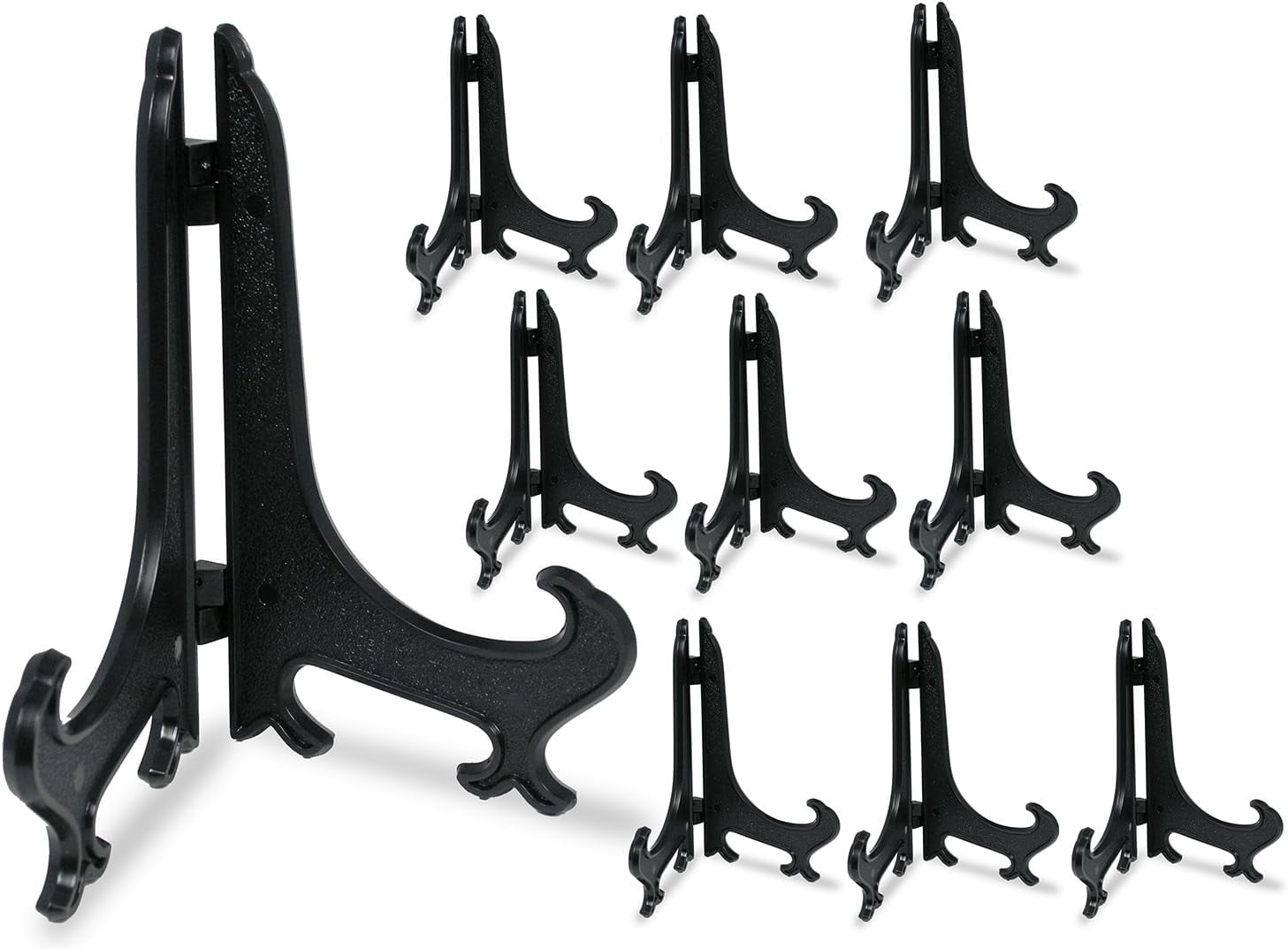 5" Black Plastic Easel Pack of 10 Display Easels Curved Folding Stands Hinged Easels