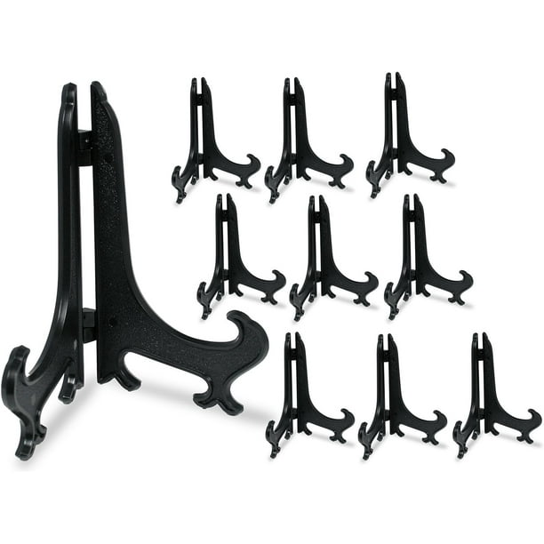 5" Black Plastic Easel Pack of 10 Display Easels Curved Folding