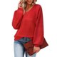 thumbnail image 2 of Jersey Messic con cuello en V para mujer, rojo, talla L, otoño 2024, 2 of 5