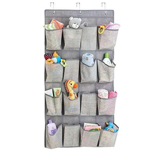 mDesign Soft Fabric Over the Door Hanging Storage Organizer with 16