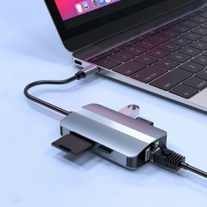 Chmadoxn USB Hub 5-in-1 Hub USB3.0 Un-drag-quatre Notebook Tablette de téléphone mobile Type-c Splitter USB Extension Identifie directement le convertisseur de port réseau de carte