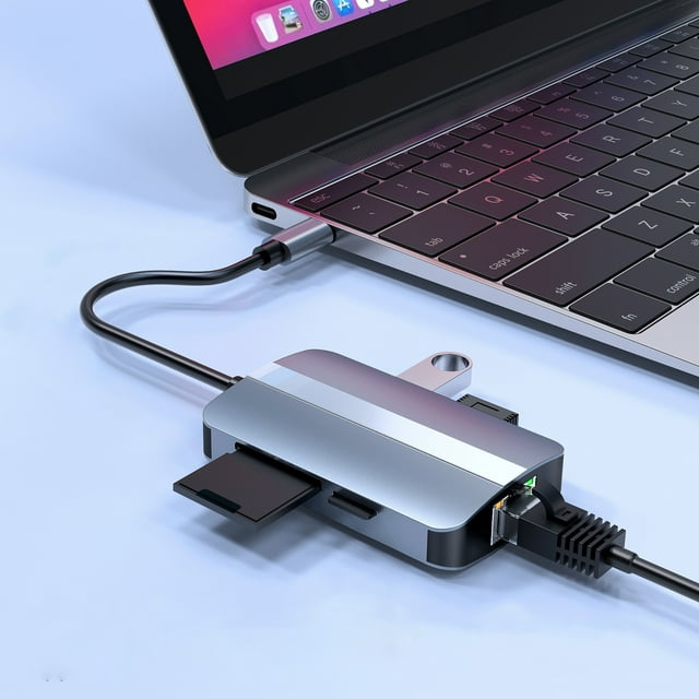 Usb Hub 3.0,Usb Hub 5-In-1 Hub Usb3.0 One-Drag-Four Notebook Mobile Phone Tablet Type-C Splitter Usb Extension Directly Identifies Card,Usb Hub Splitter