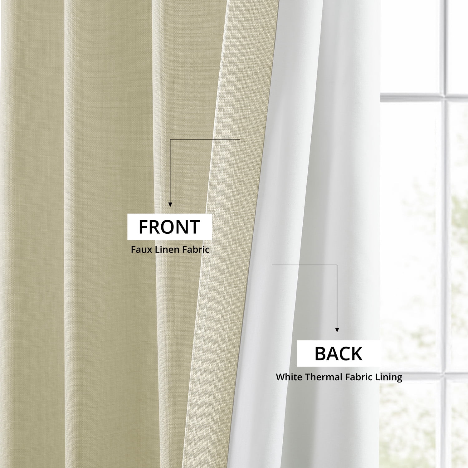 Half Price Drapes Gravity Ivory Italian Faux Linen Room Darkening Curtains (1 Panel), 50W X 96L