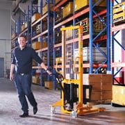 APOLLOLIFT 2200lbs Hand Pallet Walk Behind Stacker Manual Walkie Stacker 63" Lifting with Fixed Legs and Adjustable Forks