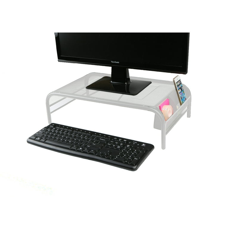 Mind Reader - Metal Monitor Stand and Desk Organizer - Black