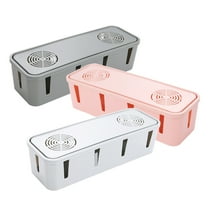 FOMIYES Cable Organizer Box 3Pcs Desktop Tidiness Cord Storage Organizer Office Desk Grey 10.4X3.7X2.8in