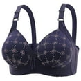thumbnail image 4 of Sakmal Everyday Bras for Older Women Jelly Bralette Stretch Blue Ladies T-Shirt Bra 2X, 4 of 4