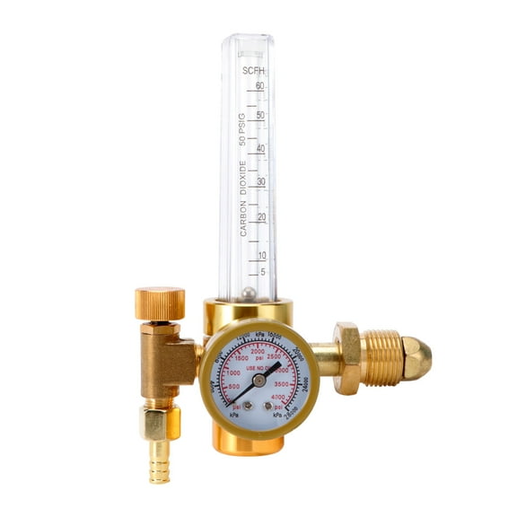 Zoyueyie Flow Meter Argon CO2 Gas Measuring Tester Flowmeter Regulator For Welder Tig For Welder Welding Weld Gauge (Golden)